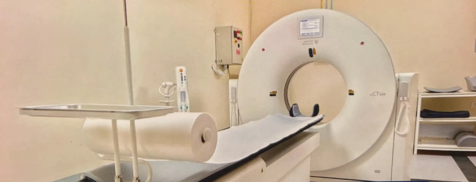 CT scan room with scanner